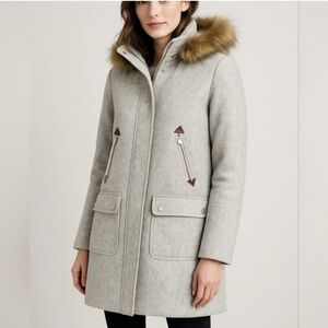 JCrew Stadium Cloth Wool Dusk Gray Zip Coat Sz 8 Medium EUC Warm!